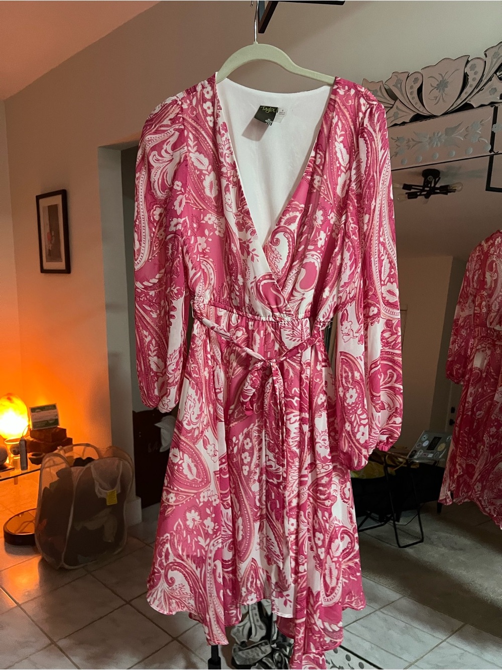 Taylor Pink Paisley Wrap Dress